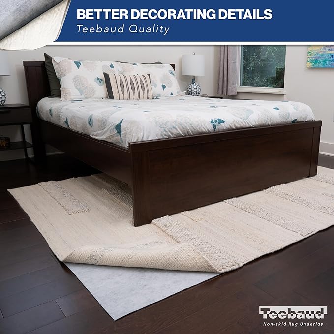 2'6 x 11' Non-Slip Rug Pad, Reversible Gripper, Non Skid Pads for Hardwood, Vinyl, Tile, Laminate Floors, Keep Area Rugs Secure, Natural Materials Safe for Indoor Flooring, ¼” Thick