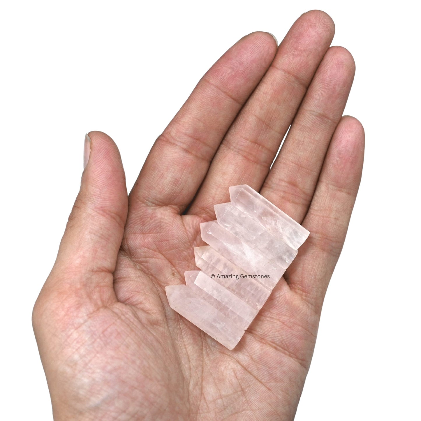 Amazing Gemstone Rose Quartz Crystal Points Bulk Healing Crystals - Pack of 3 Single Terminated Healing Wand Point Bulk Crystals for Crafts, Crystal Grid, DIY Work - Premium Crystals - Beginners Gift