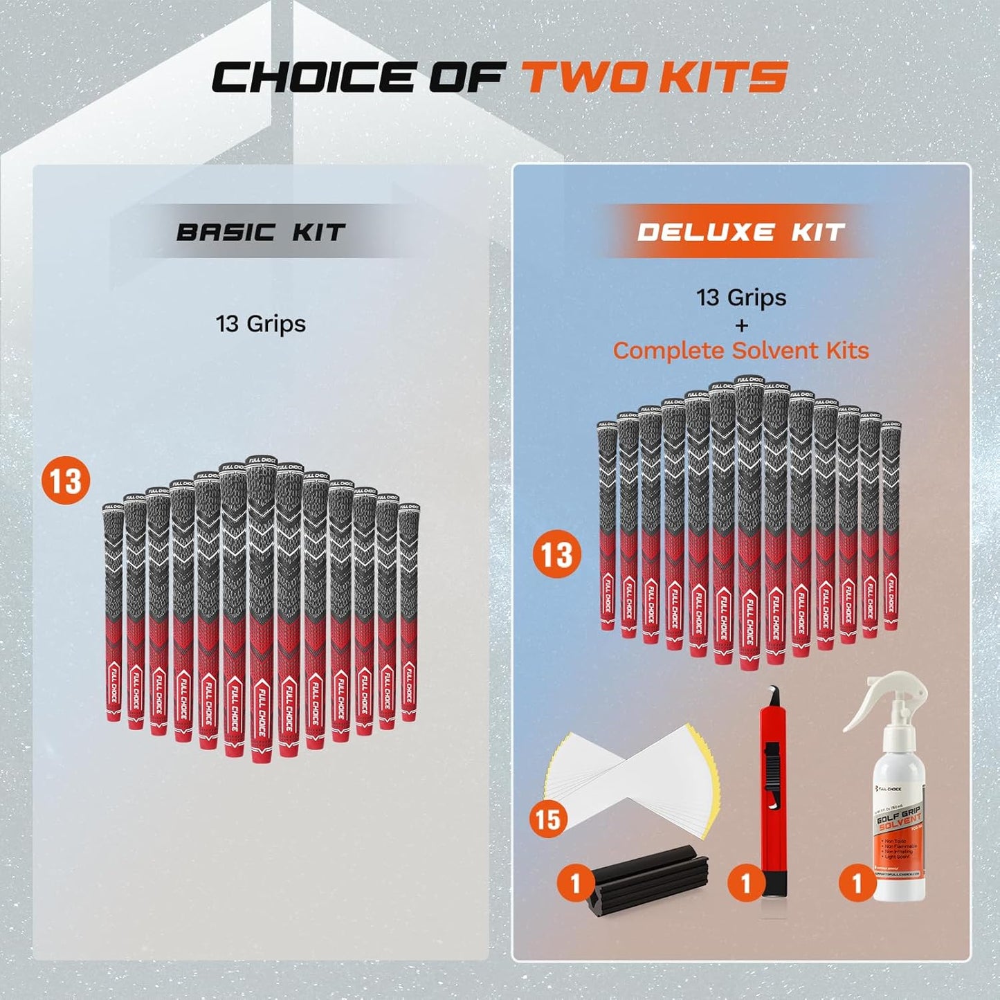 Cross Corded Golf Grips 13 Pack, Low Taper Design, Choose from 13 Grips or 13 Grips with All Kits, 3 Sizes 5 Colors Options, Multi-compound Hybrid Golf Club Grips, CG01 Series