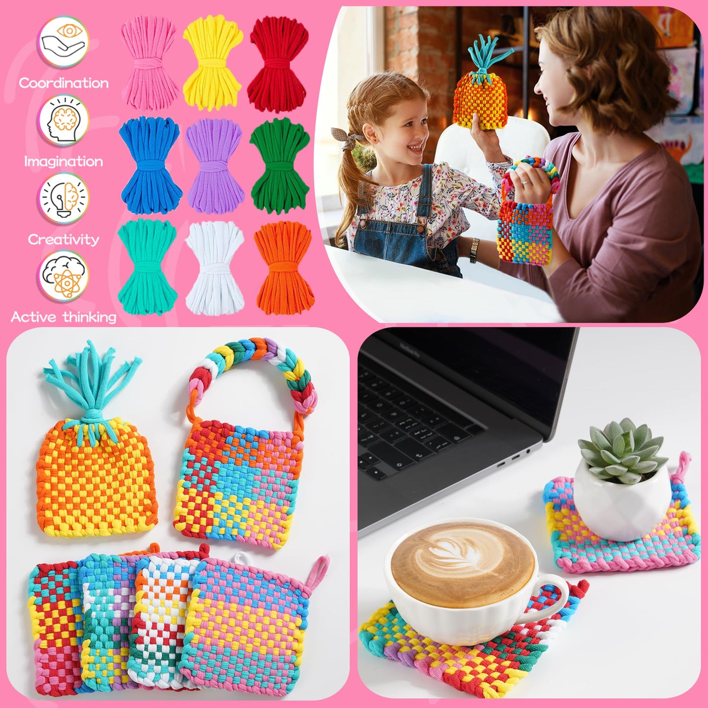CCTVRTV Weaving Loom Kit Toys for Kids and Adults, Potholder Loops DIY Arts and Crafts for Boys and Girls Ages 5 6 7 8-12 13, Easy Potholder Loom Knitting Kits Gifts for Beginners, 252 Craft Loops