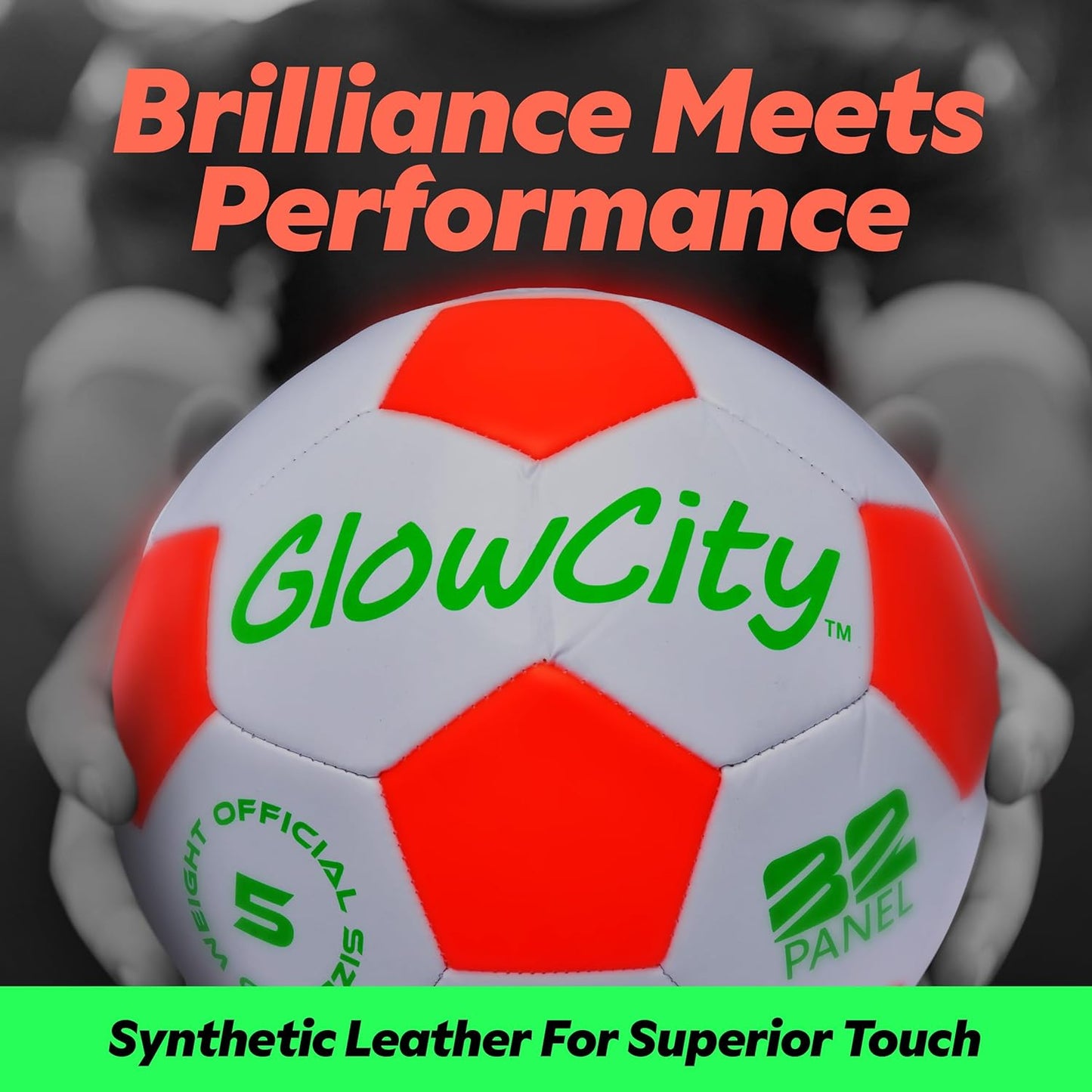 GlowCity Glow in The Dark Soccer Ball - Sizes 3, 4, 5 for Kids, Teens & Adults - Light Up Soccer Ball with 2 LED Lights - Sports Birthday Gifts Ideas for Boys & Teenagers Ages 6 7 8 9 10 11 12 13 14