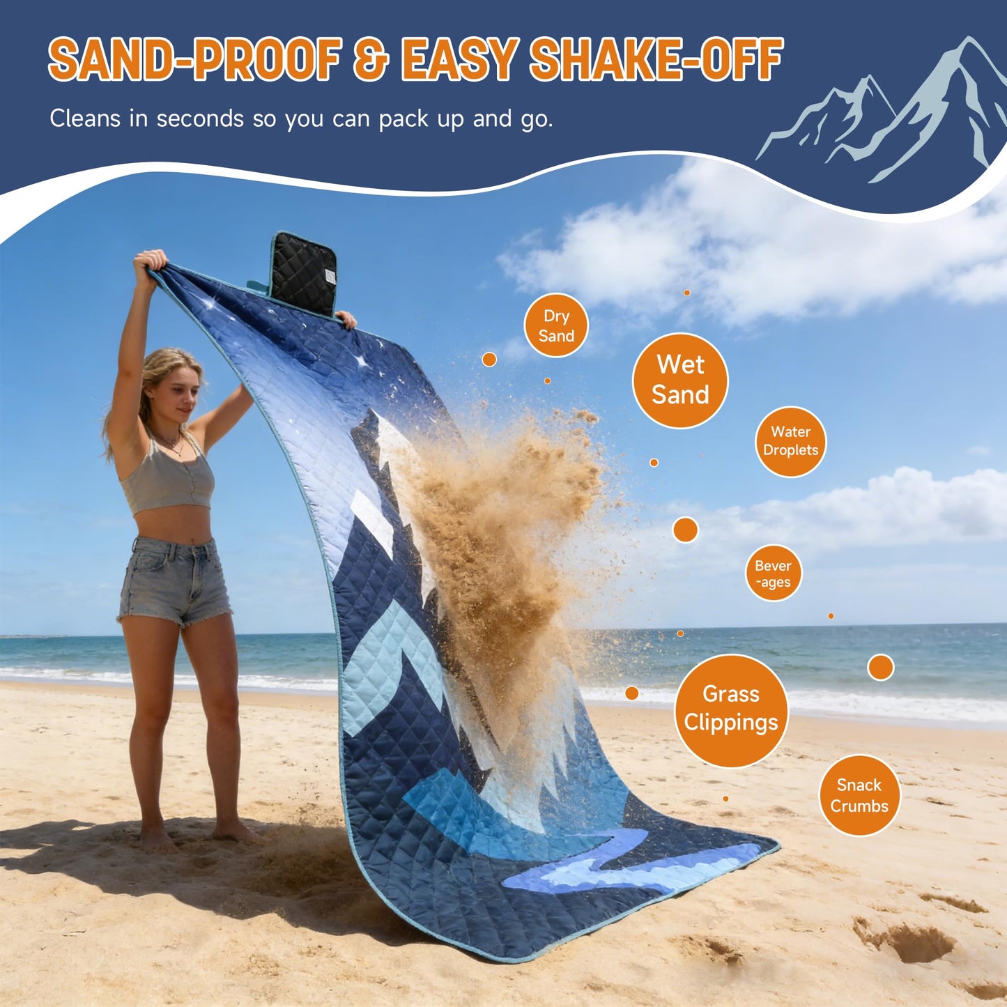 Catalonia Extra Large Waterproof Picnic Blanket 70" x 80", Foldable Beach & Camping Mat for Park Patio Lawn Garden Grass Ground Concert & Music Festival, Ideal Outdoor Accessory Gift