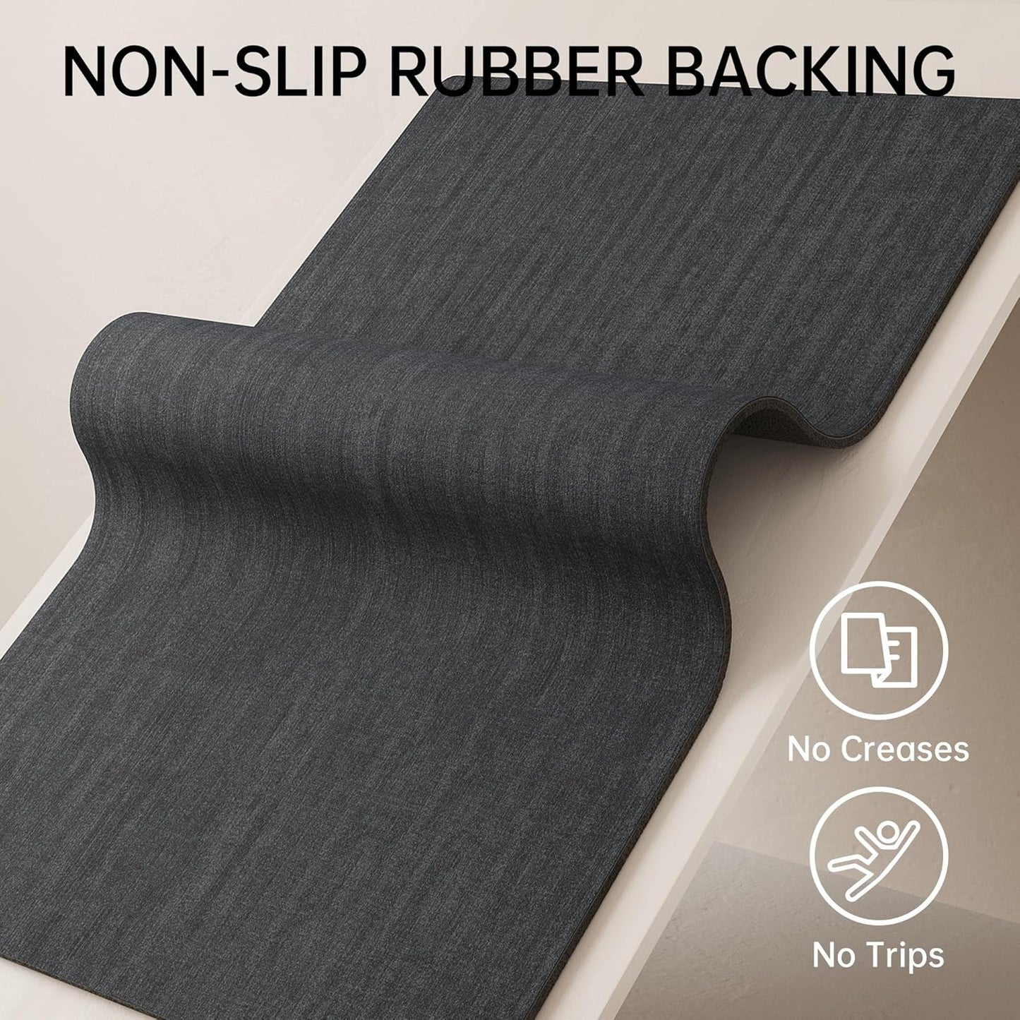 Mecko Bath Mat, Ultra Absorbent Quick Dry Bathroom Floor Mats-Rubber Non-Slip Thin Bathroom Rug Fit Under Door, Faux Suede Surface Shower Rug for Bathtub, Sink, Shower Room(Black,24"x48")