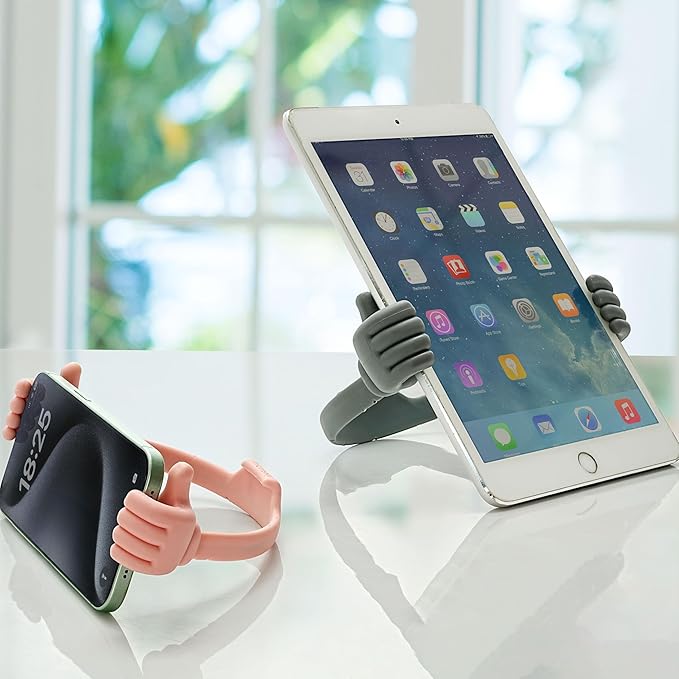 Honsky Cell Phone Stand Holder, Thumbs Up Lazy Phone Stand, Universal Adjustable Flexible, Cute Perfect Stocking Stuffers Gifts for Teen Girls, Compatible with Cell Phones & Tablets,Grey