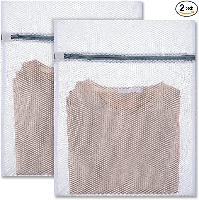 Ouligay 2 Pack Large Mesh Laundry Bag for Delicates 16 X 20 Inch Laundry Mesh Bag with Zipper Essentials Wash Bags for Lingerie, Bras, Socks, Sweater, Travel Organizing
