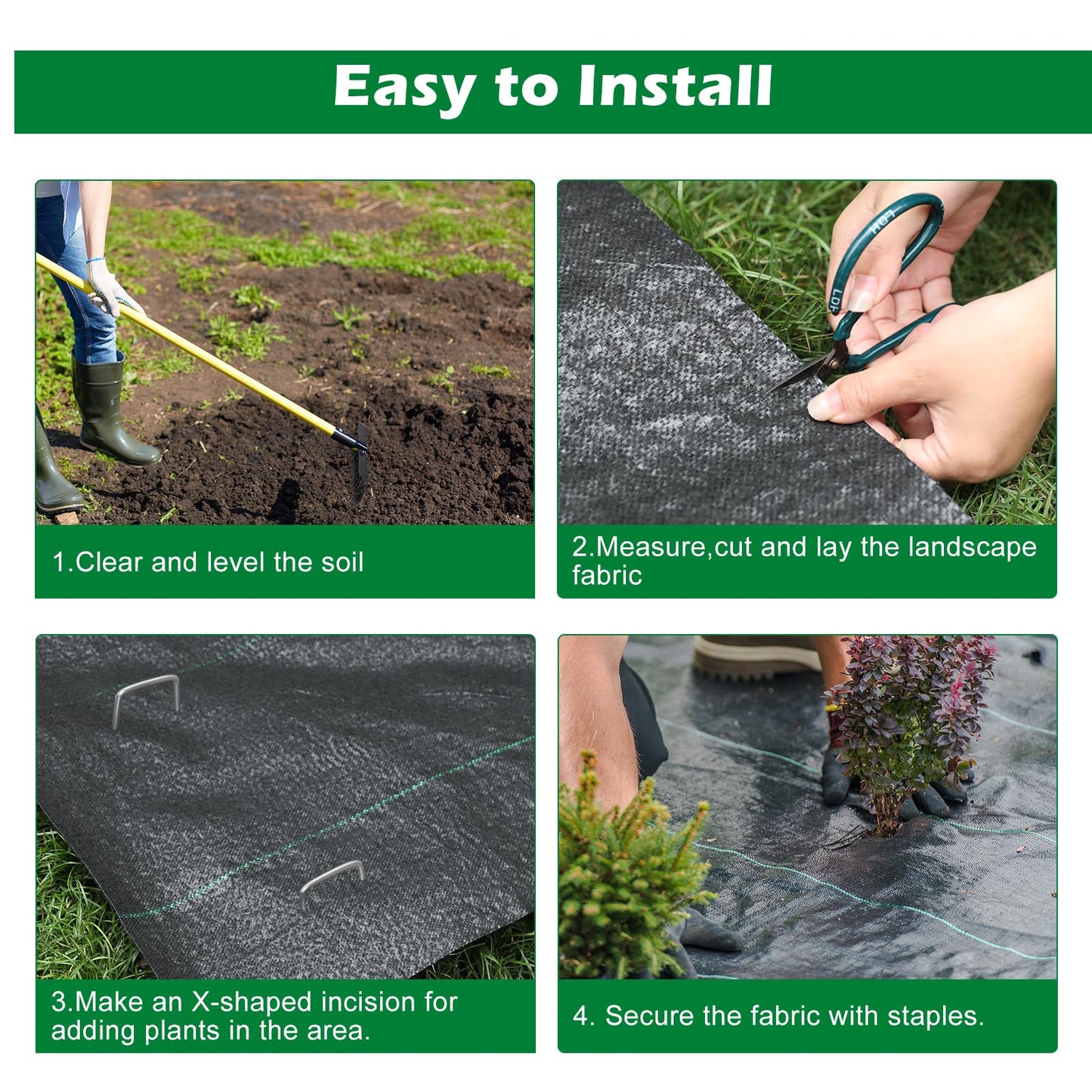 WAENLIR 5.8oz 3FT x 100FT Heavy Duty Landscape Fabric Weed Barrier Premium Woven Ground Cover Roll, UV Resistant&Tear-Proof, Ideal for Garden Beds, Walkways, Patios, Greenhouses, Outdoor Landscaping