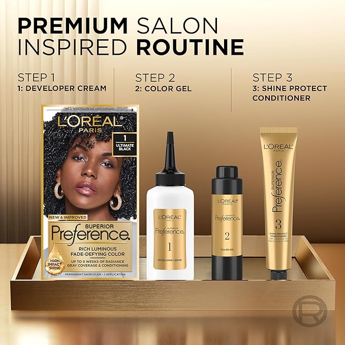 L'Oreal Paris Superior Preference Fade-Defying + Shine Permanent Hair Color, 6.5G Lightest Golden Brown, Pack of 1, Hair Dye