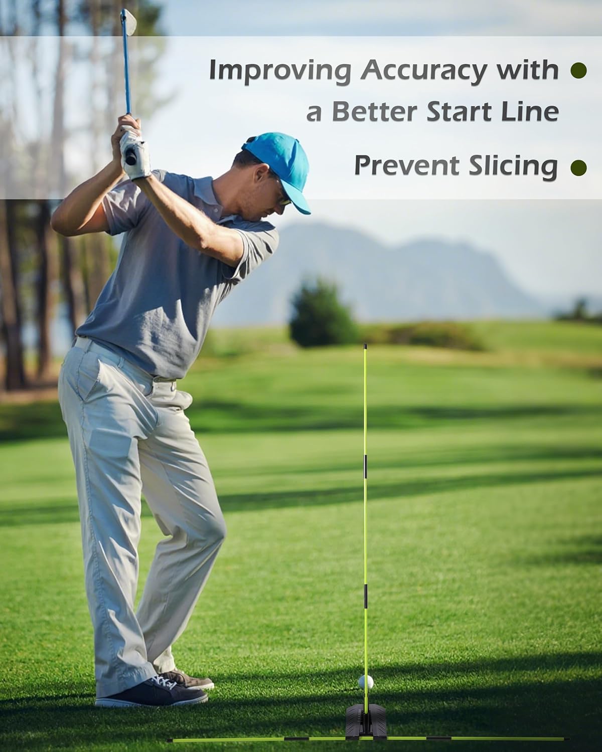 Golf Alignment Stick, Golf Swing Trainer with Angle Plate/Holder Sets, Posture Corrector Golf Trainging Aid, Swing Plane Trainer for Aiming, Putting, Swing/Golf Practice Tools
