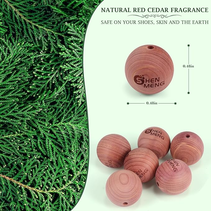 Shoe Deodorizer Balls, Sneaker Balls with Natural Woody Scent, 6pcs Odor-Fighting Shoe Freshener Balls, Odor Eliminators for Boots, Gym Bag, Closet, Locker, Hamper, Drawer