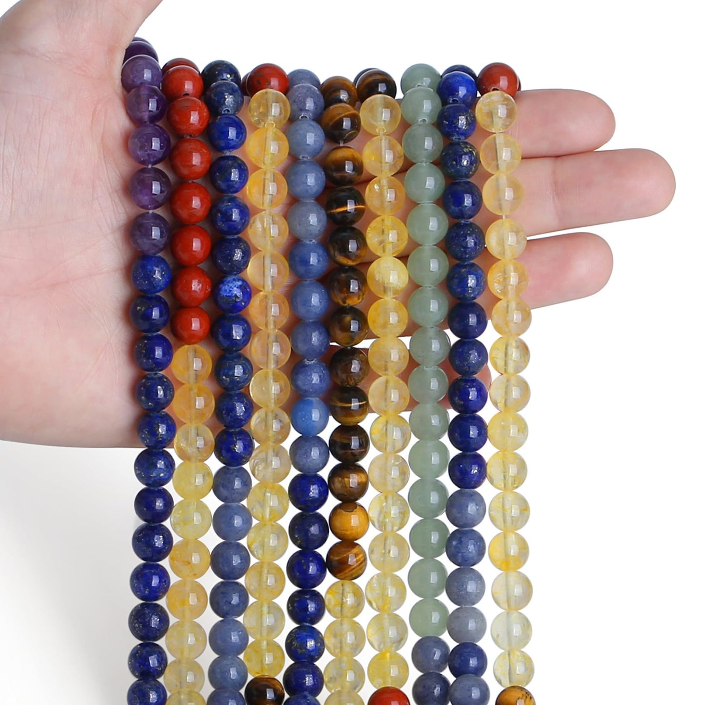 XIANNVXI 7 Chakras Beads 8mm Multicolor Crystal Beads 105PCS Natural Stone Beads Round Loose Gemstone Beads for Bracelet Stone Beads for Jewelry Making
