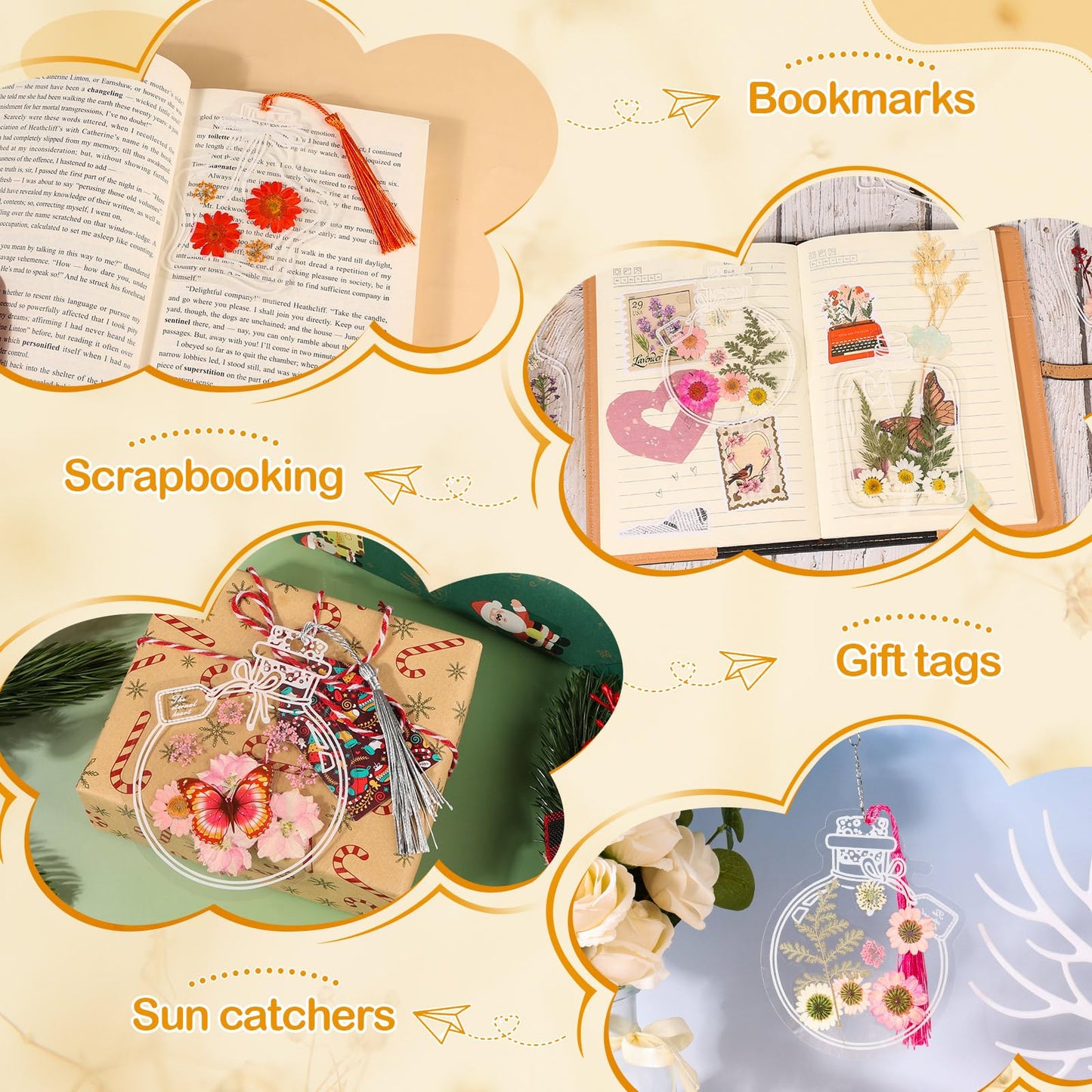 212 PCS Pressed Flower Bookmark Making Kit, DIY Clear Bottle Bookmark Kit with Dried Flower Tassel Butterflies Open Sticker Tweezer, DIY Projects Party Favor Gift for School Reading Adult Book Lovers