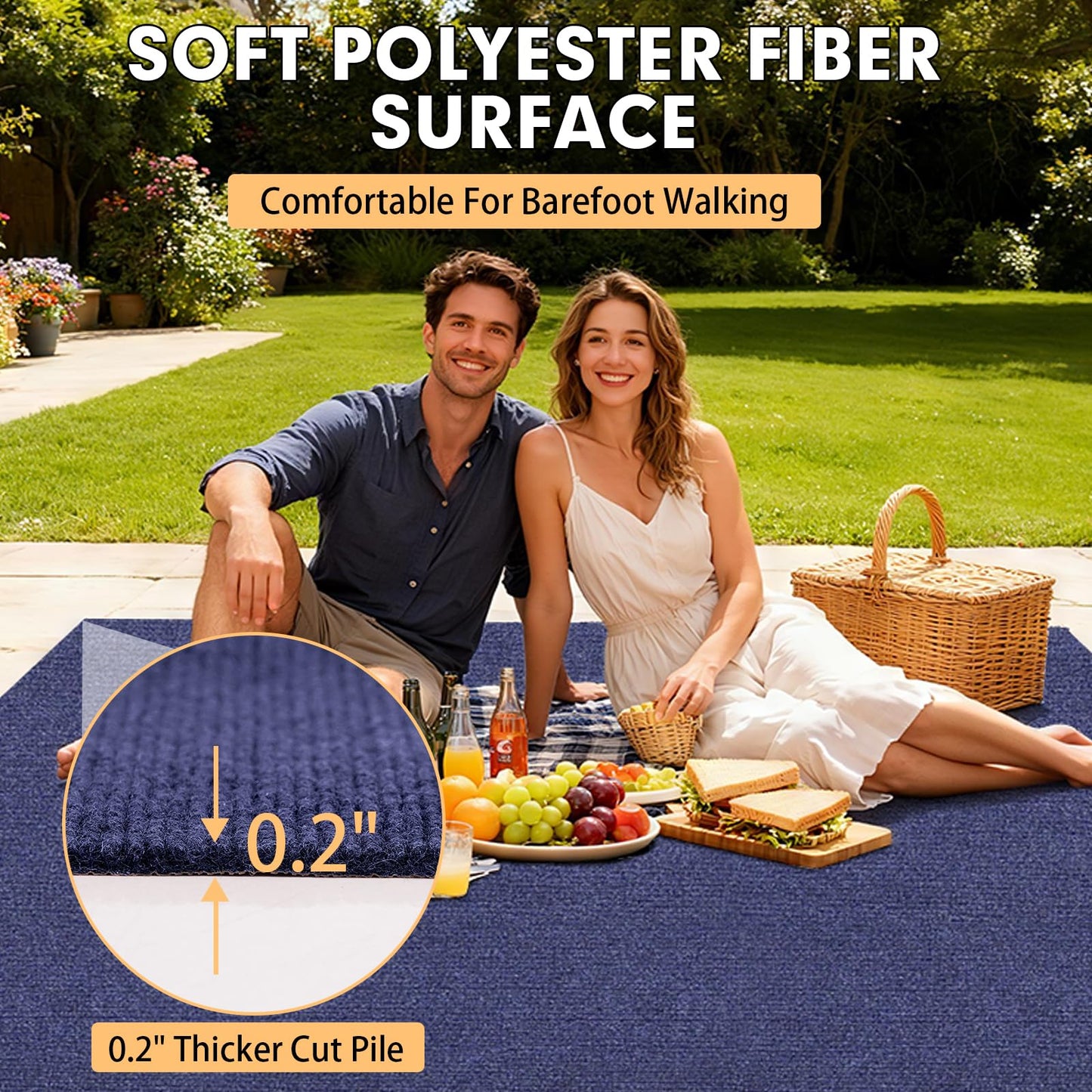 Grefinity Marine Carpet,5 FT x 15 FT Deep Blue Indoor Outdoor Carpet 0.2" Thick Boat Carpet with Water-Proof TPE Backing, Non-Slide Outdoor Marine Carpet Roll for Home, Patio, Porch, Deck