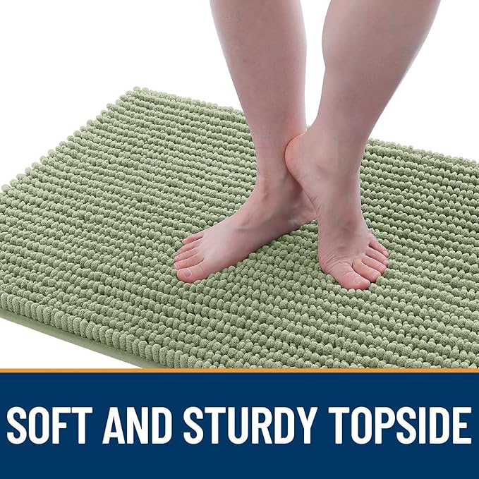 OLANLY Dog Door Mat for Muddy Paws 36x24, Ultra Absorbent Chenille Mud Doormat, Non-Slip Washable and Dirt Trapping Doormat for Indoor Entryway, Quick-Dry Indoor Pet Bed Mats for Dogs, Sage Green