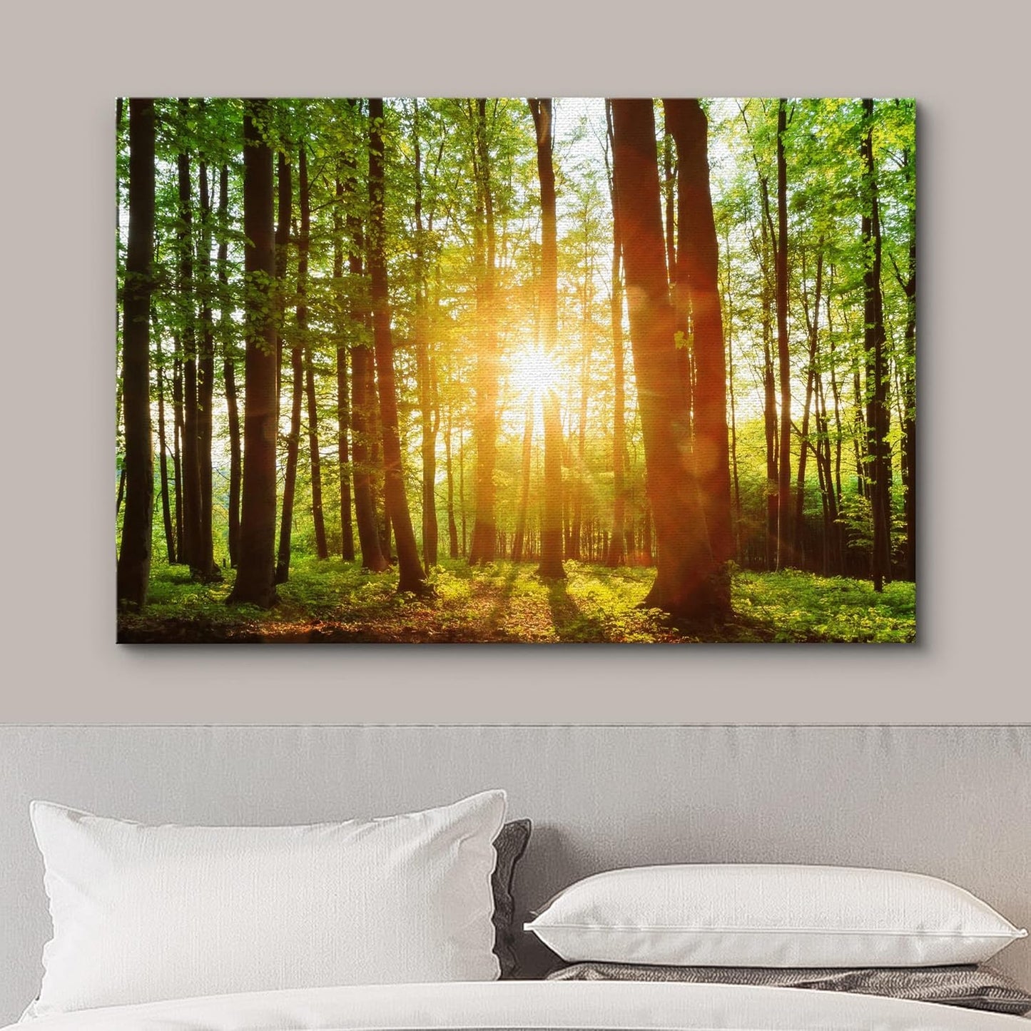 wall26 Canvas Print Wall Art Sunrise Over The Green Forest Nature Wilderness Photography Modern Art Rustic Scenic Colorful Multicolor for Living Room, Bedroom, Office - 12"x18"