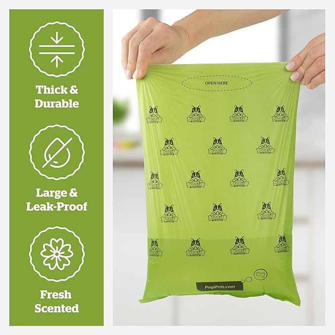 Pogi's Poop Bags – Large, Leak-Proof Dog Waste Bags for Yard or Home Use, Fresh Scent (Single Roll, 500-Count)