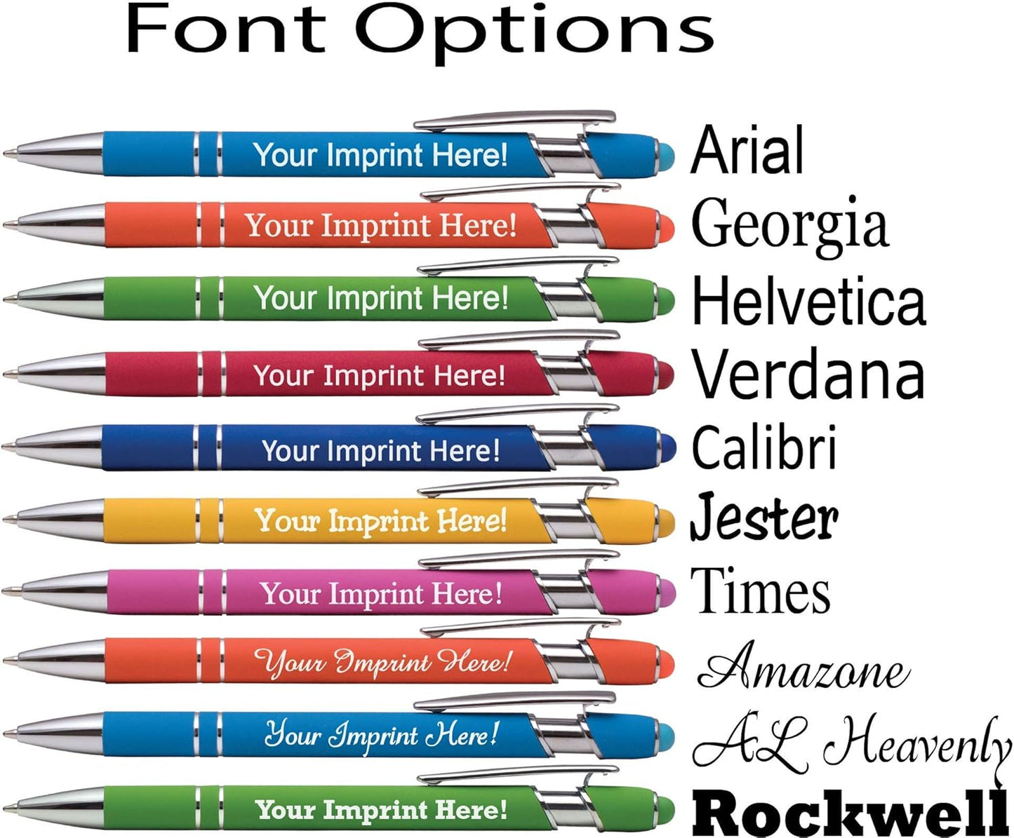 ExpressDesigns™ - Premium Custom Pens with Stylus | Burst of Color | Personalized Soft Touch Metal Printed Name Pens w/Black Ink - Imprinted w/Logo or Message - 12 pcs/pack (Yellow)