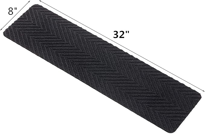 Indoor and Outdoor Carpet Stair Treads - 32" x 8" Non-Slip Stair Treads Carpet for Wooden Steps - Rubber Stair Tread Mats - Stair Rugs Anti Slip for Kids Elders and Dogs – Black Set of 14