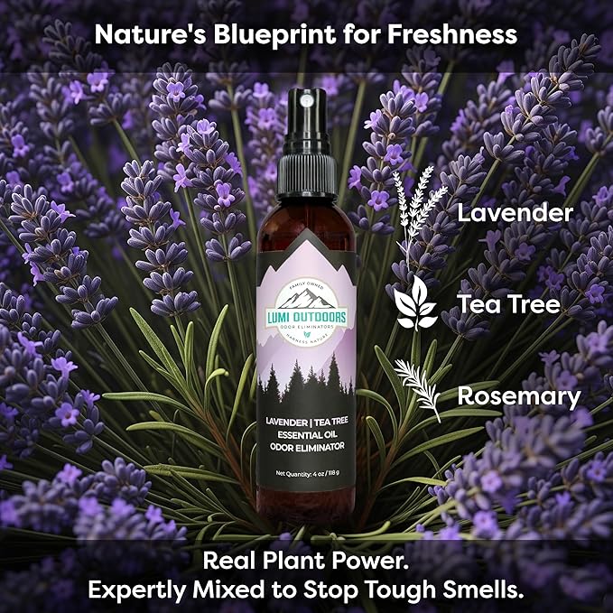 Lumi Outdoors Natural Shoe Deodorizer Spray 3 Pack Bundle - Lemon Eucalyptus, Citrus Tea Tree, Lavender Tea Tree