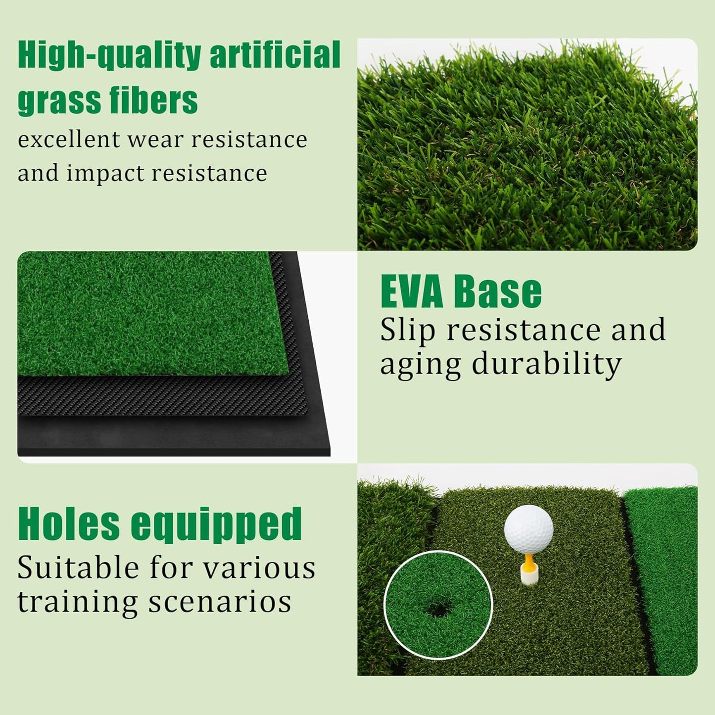 Wind Shear Golf Hitting Mat,Dual-Turf and Tri-Turf Portable & Foldable Golf Mat,Artificial Turf Golf Training Aids for Hitting,Swing & Putting-Ideal Golf Practice Mat for Indoor/Outdoor Use