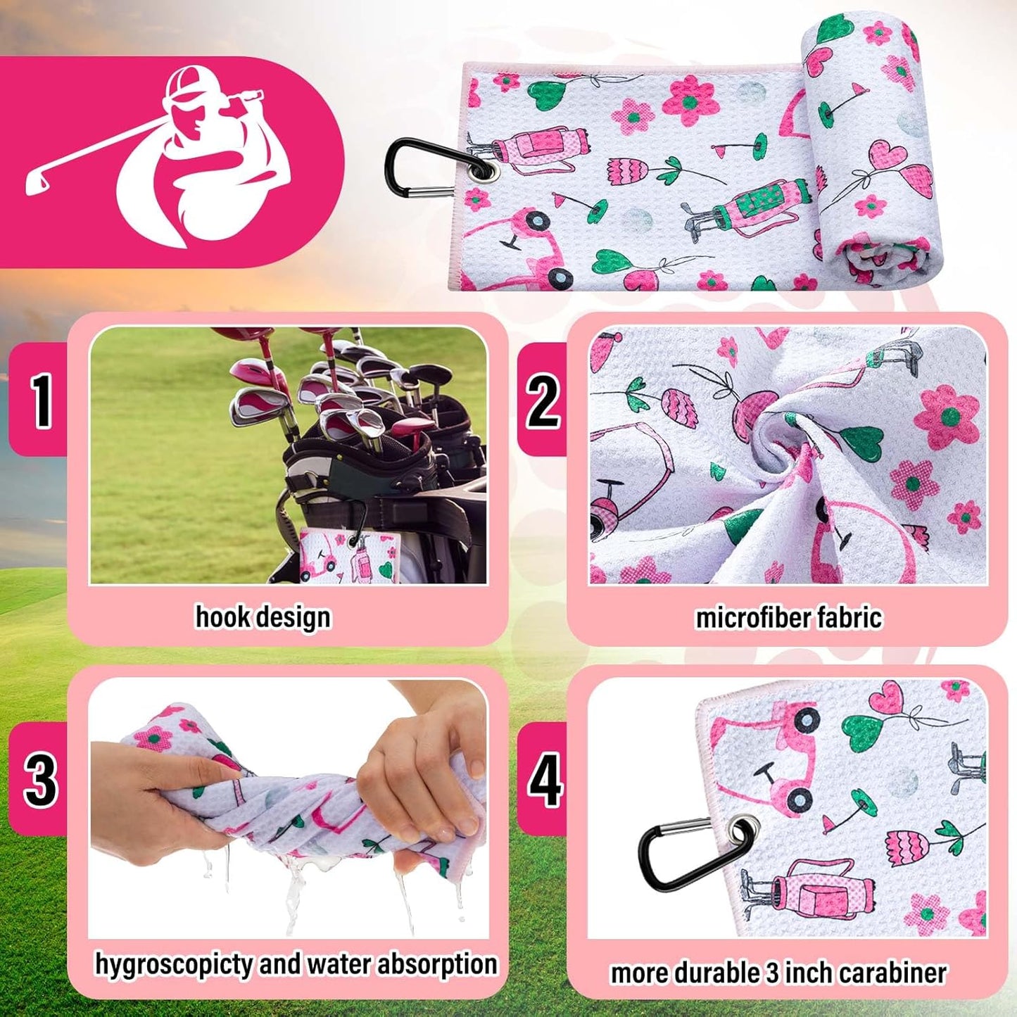 Liliful 12 Pcs Golf Accessories Kit, Include Golf Ball Bag with Hook Towel Tees Magnetic Ball Marker Divot Tool Cleaner Brush for Women Man Gifts