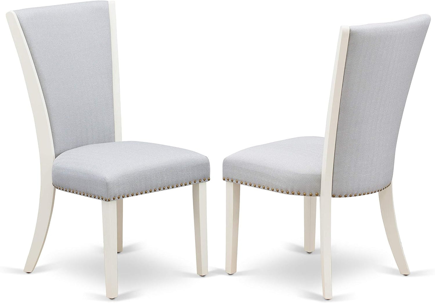 East West Furniture X077VE005-9 9 Piece Modern Dining Table Set Includes a Rectangle Wooden Table with X-Legs and 8 Grey Linen Fabric Parsons Dining Chairs, 40x72 Inch, Multi-Color