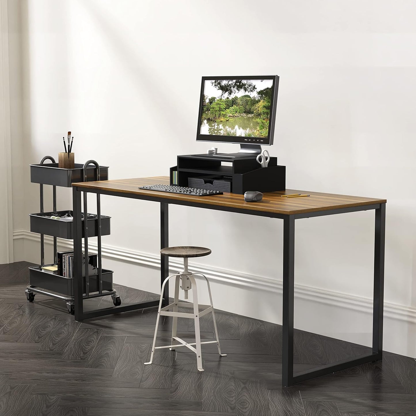 SHW Mission 48-Inch Home Office Computer Desk, Walnut