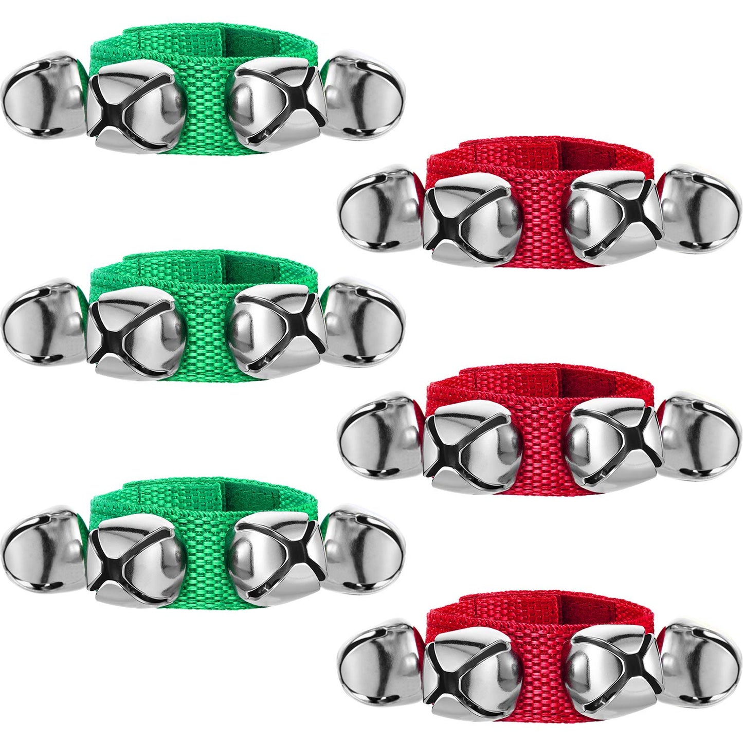 6 Pieces Christmas Band Wrist Bells Bracelets Musical Ankle Bells Instrument Percussion Rhythm For Christmas Party Favors Festiv