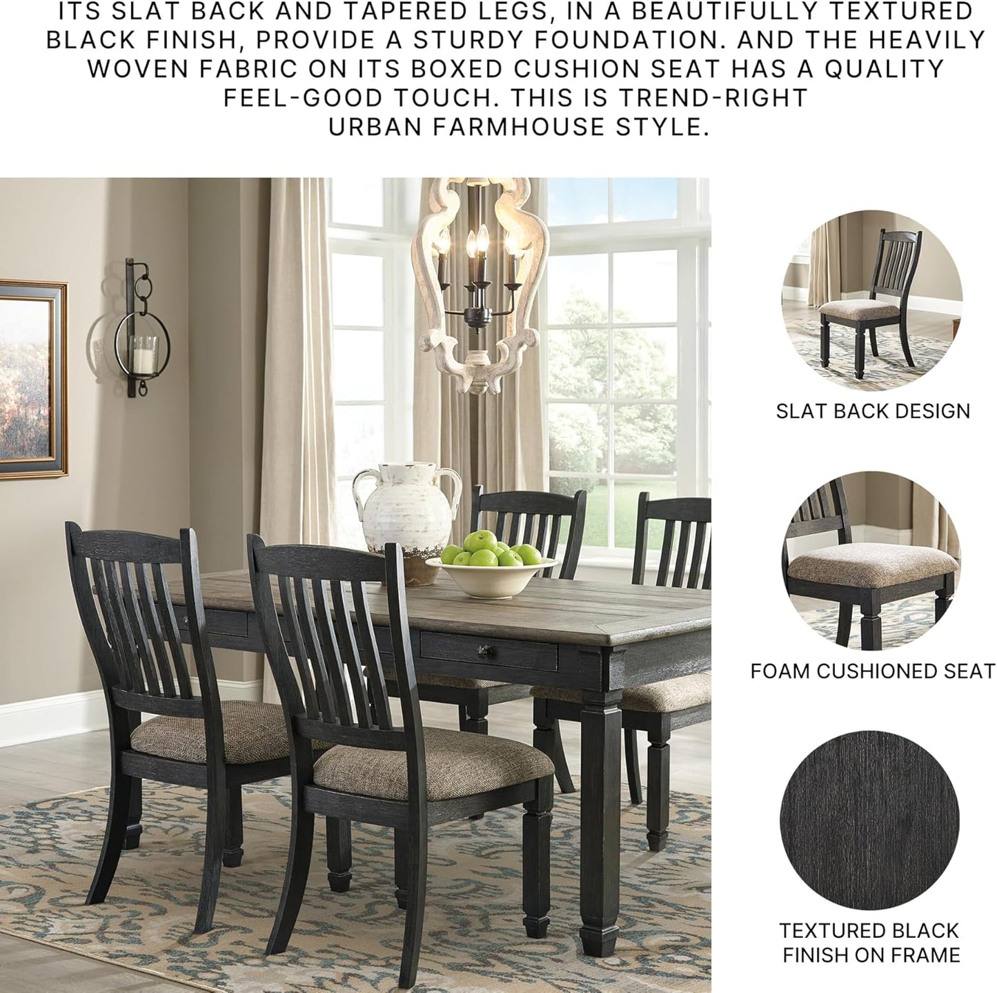 Signature Design by Ashley Tyler Creek 20" Dining Room Upholstered Chair, 2 Count, Antique Black