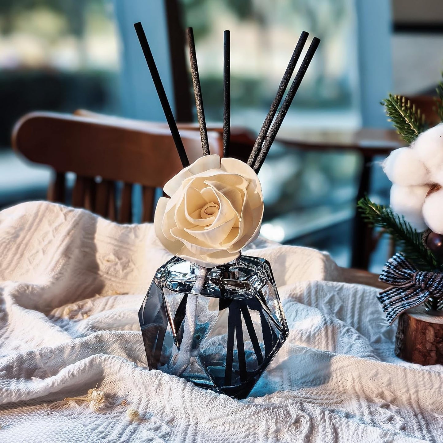 Brakula Reed Diffuser Set, 6.09 fl oz (180 ml)-Bamboo with 8 Reed Sticks, Home Fragrance Reed Diffuser for Bathroom Shelf Decor