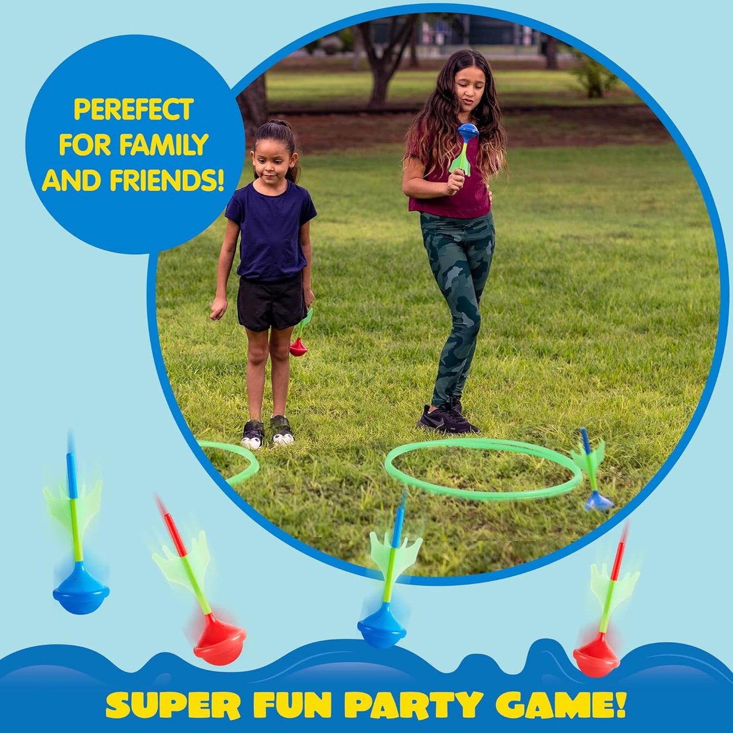 JOYIN Lawn Darts Game Set for Kids and Adults - Glow in The Dark Outdoor Lawn Games for Adults and Family, Soft Tip Darts Set for Kids Camping, Outside Yard