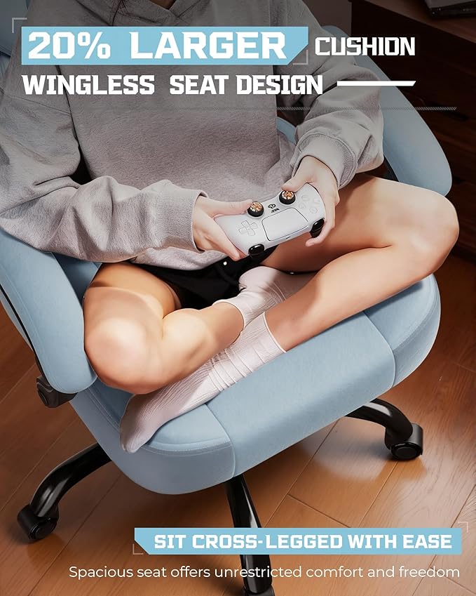 GTPLAYER Gaming Chair, Computer Chair with Footrest and Lumbar Support for Adults, 360°-Swivel Big & Tall Reclining Seat for Office or Gaming (Blue)