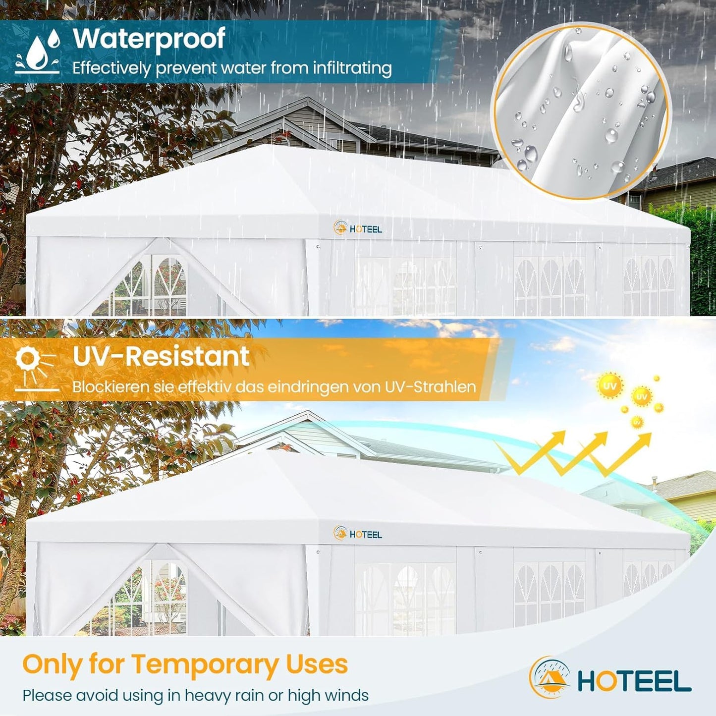 HOTEEL 10x30FT Party Tent with 8 Removable Sidewalls for Parties, Carpas para Fiestas Easy Set up, Weddings, BBQ, Baby Shower, Waterproof Outdoor Event Canopy, Patio Camping Gazebo, White