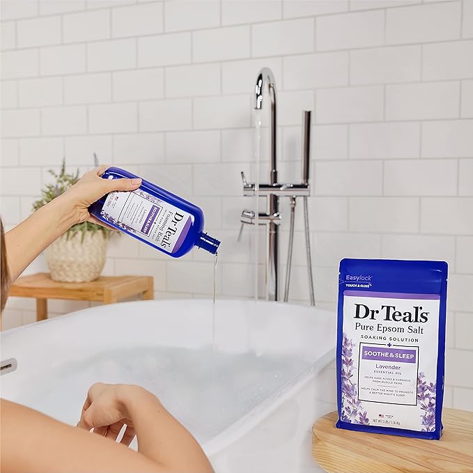 Dr Teal's Epsom Salt, Lavender, 3lbs, Pack of 2 | Soothe & Sleep | Soaking Solution