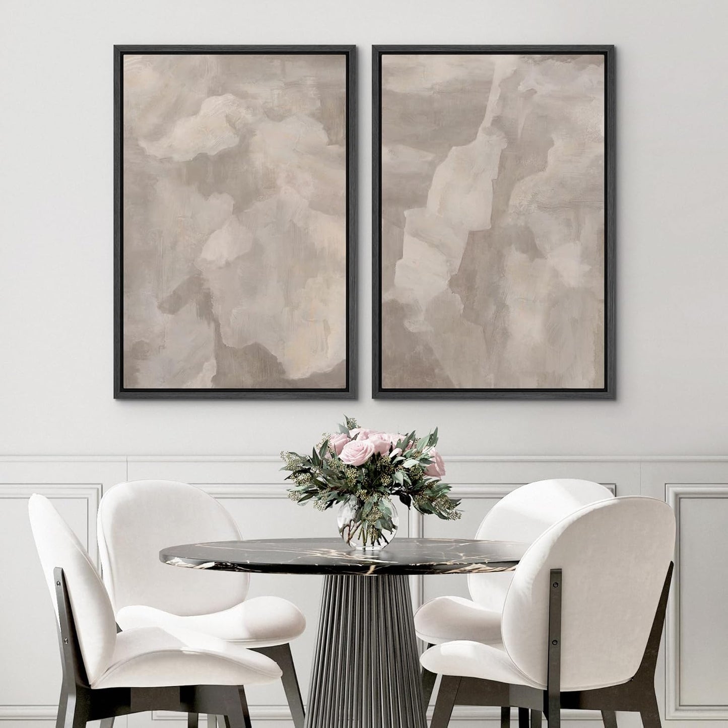 SIGNWIN Framed Canvas Print Wall Art Textured Abstract Earthy Beige Tones Illustrations Modern Art Decorative Contemporary for Living Room, Bedroom, Office - 16"x24"x2 Black