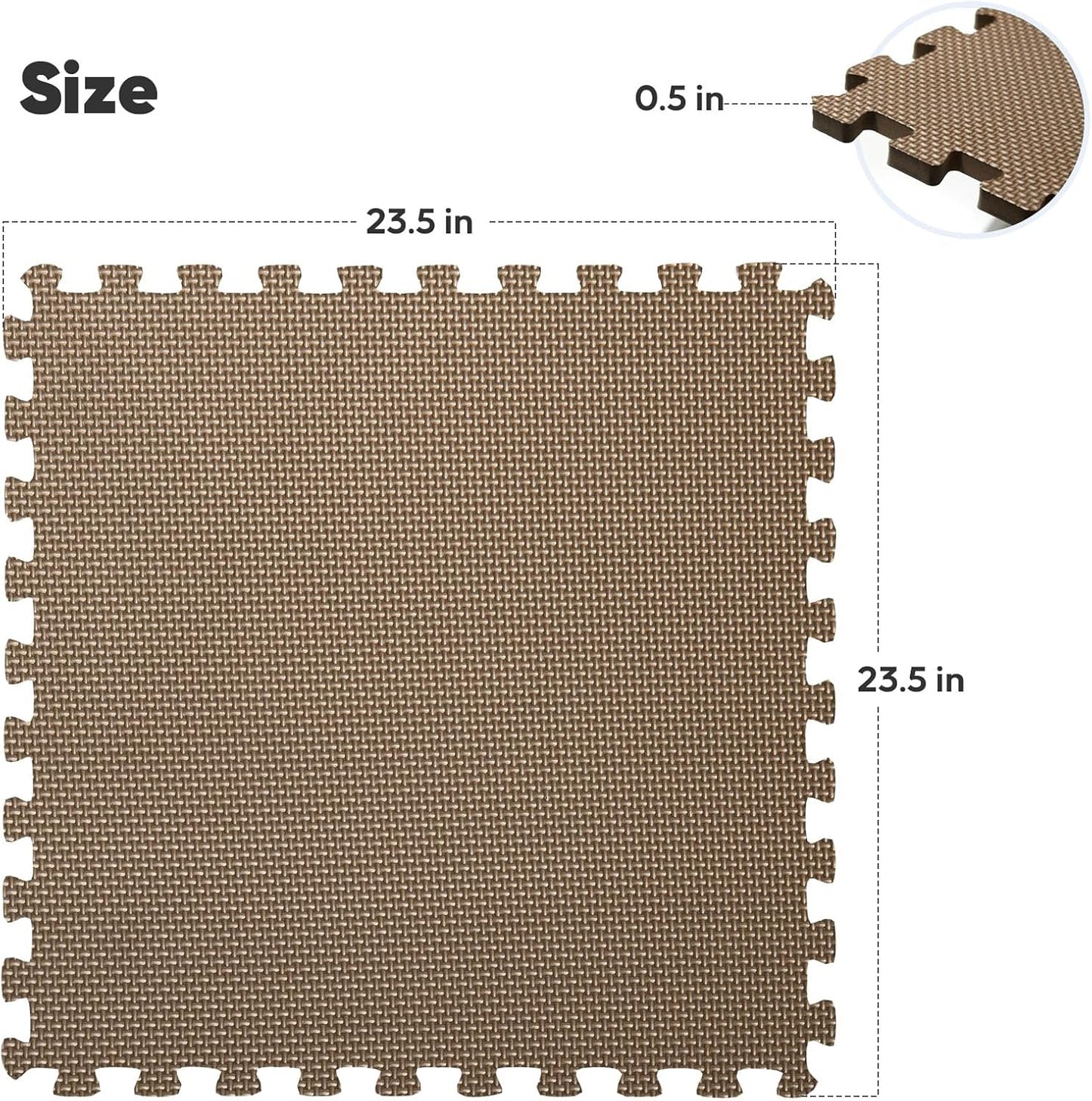 Home Gym Mat, Puzzle Exercise Mat, EVA Interlocking Foam Floor Tiles for Home Workout Equipment and Kids' Play Areas - Blue, 24 in x 24 in x ½ in - (Brown, 12 Pack (48 SQ FT))
