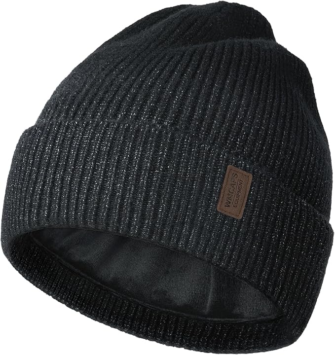 Wmcaps Winter Beanie for Men Women, Fleece Lined Beanie Soft Warm Knit Hat Ski Stocking Cuffed Cap