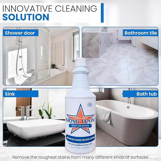 BRING IT ON! CLEANER 16 - Ounce Case | Hard Water Spot Remover | Shower Door Cleaner | 12 – 12 Ounce Bottles of Product