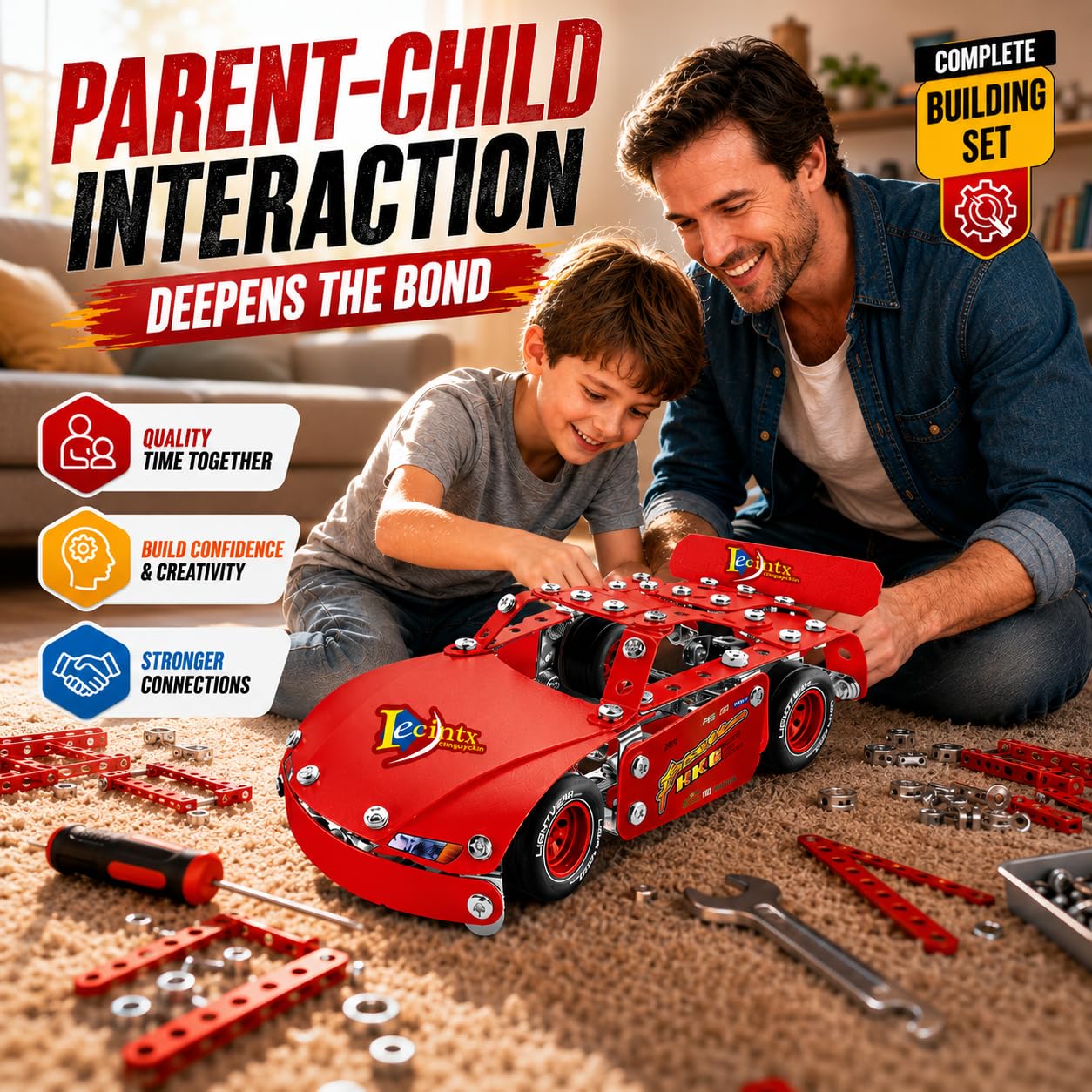 DIYBee Metal Model Car Kit, 192 Pcs Racing Car Building Kit for Boys 8-12, Build Your Own Car Kit, STEM Toys for Ages 8-13 14 15 16, Metal Construction Erector Set for Kids Teens Adults