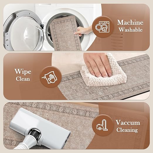OJIA Vintage Stair Treads for Wooden Steps Indoor 15PCS 30"x8" Non-Slip Stair Runner Carpet Stair Treads Mats Staircase Step Treads for Kids, Elders and Dogs, Rubber Step Covers