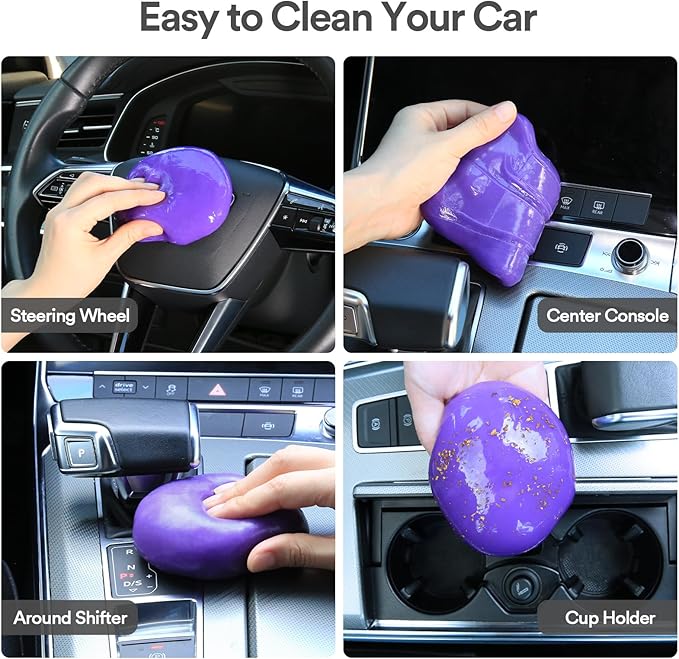 PULIDIKI Car Cleaning Gel Putty Auto Detailing Tools Interior Slime Cleaner Dust Car Accessories Stocking Stuffers Gifts for Men Women Teens White Elephant Gifts for Adults Mom Dad Purple (2Pack)
