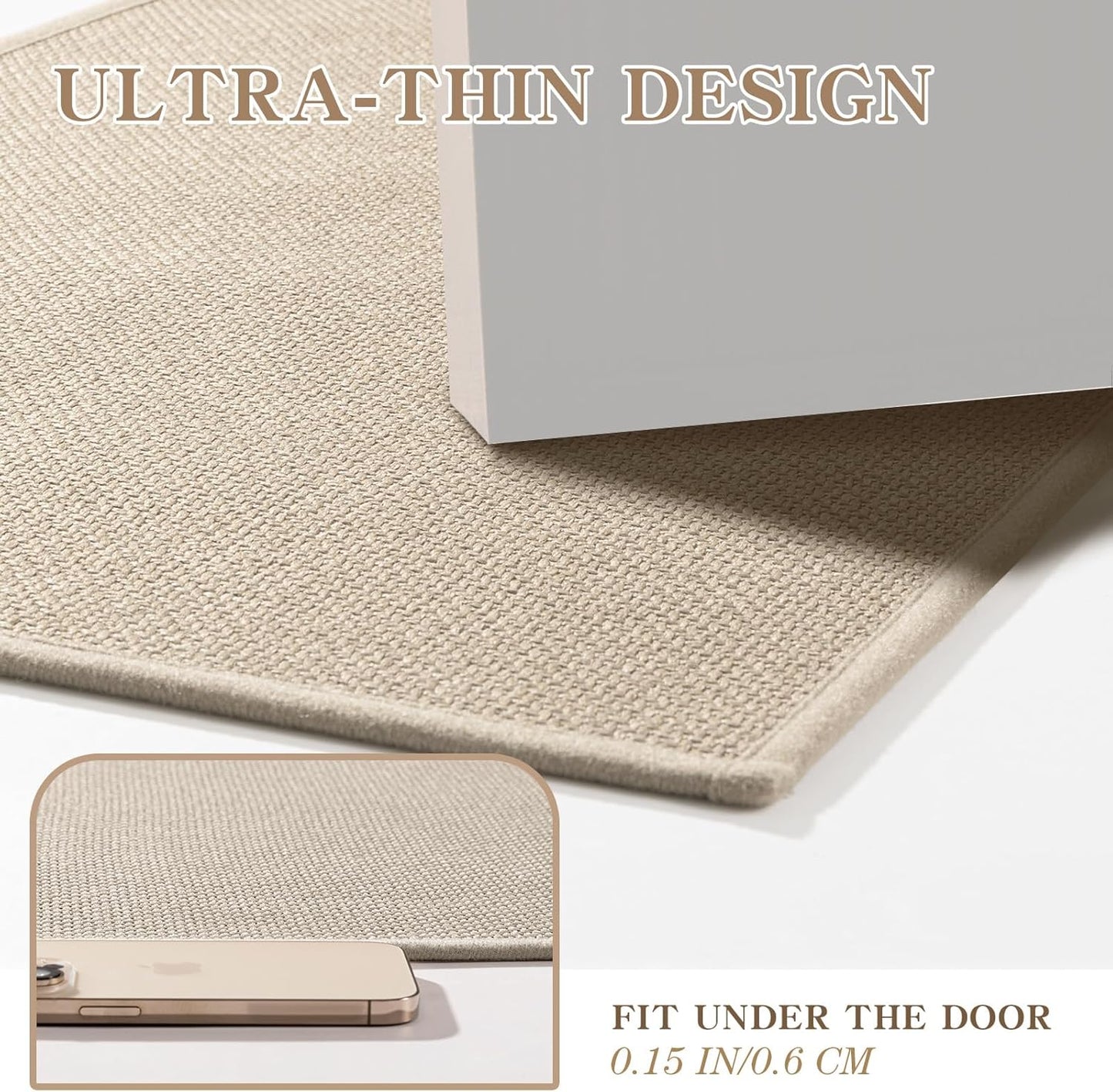 chakme Bathroom Rugs Mat 32x17, Ultra Thin Non Slip Bath Mat Quick Dry Absorbent Bath Mat for Bathroom Floor, (Light Beige, 32"x17")