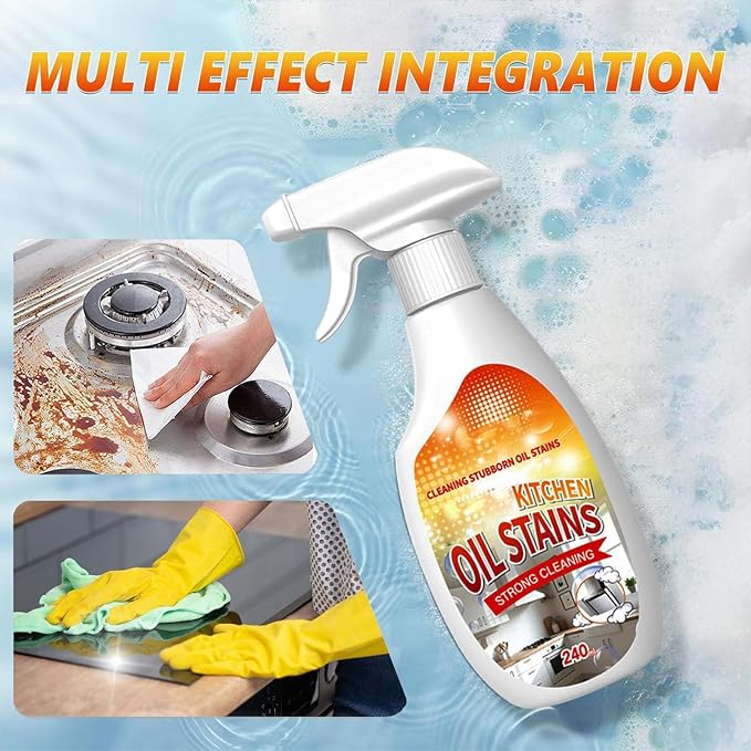 Clean Kitchen Up Oil Stains Spray,Fiell Heavy-Duty Kitchen Degreaser Foam Cleaner,Multi functiona Oil & Stain Foam Remover Spray,For Oven, Counter Tops Stove Range Hood (2pcs)