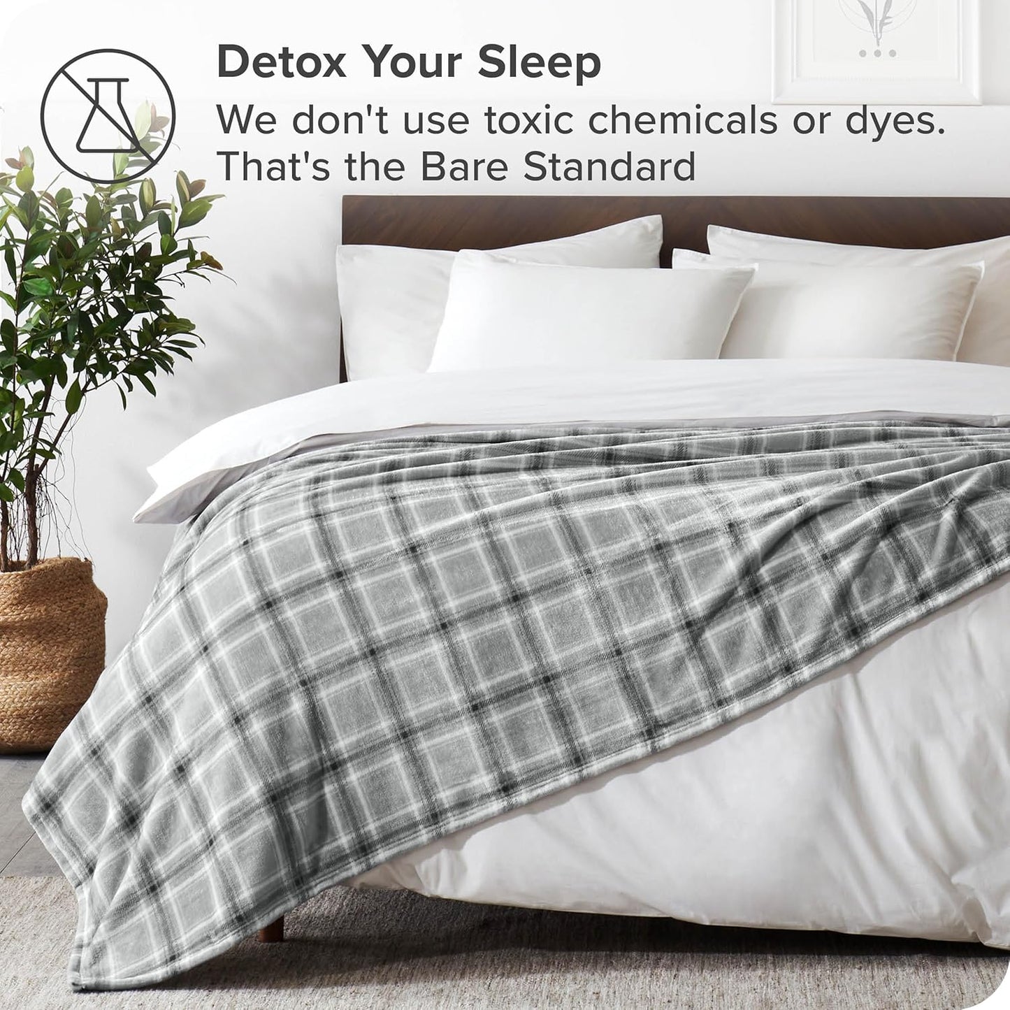 Bare Home Textured Fleece Blanket - Twin/Twin Extra Long - Ultra-Soft Lightweight for Bed, Sofa, and Couch - Luxury Microplush - Cozy Warm Blanket (Twin/Twin XL, Tartan Plaid)