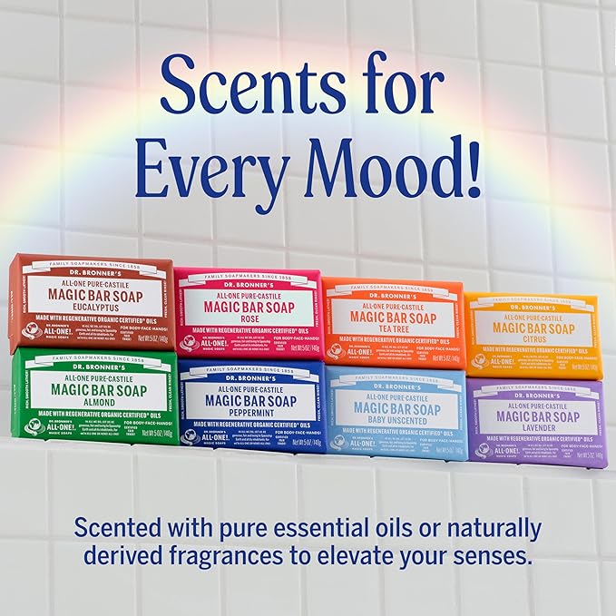 Dr. Bronner's Pure-Castile Magic Bar Soaps - Made with Regenerative Organic Certified Oils - For Face, Body, Hair- Vegan Soap Bars for Men & Women - Citrus, 2 pack, 5 oz
