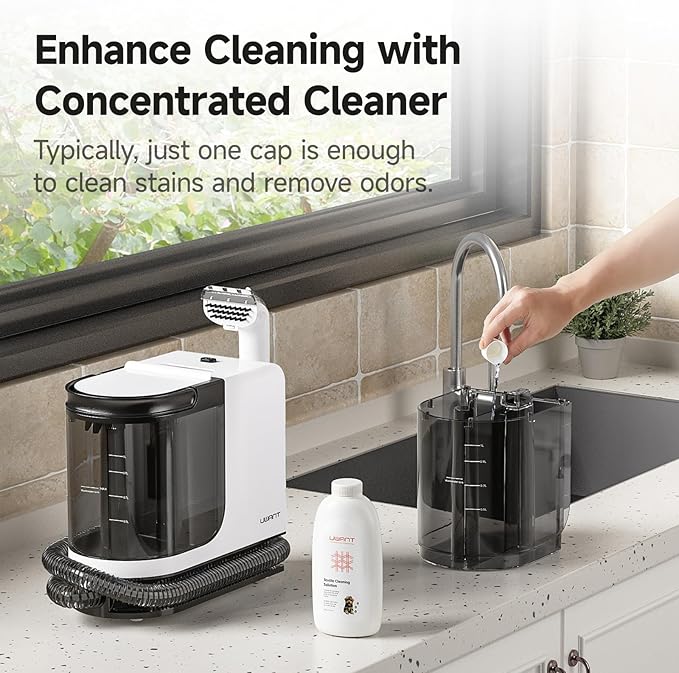 uwant Carpet Cleaner Machine 18Kpa Powerful Suction Upholstery Cleaner for Pet, Portable Carpet Cleaner with Cleaning&Self-Cleaning Tools for Car, Couch, Rug, Sofa, Furniture