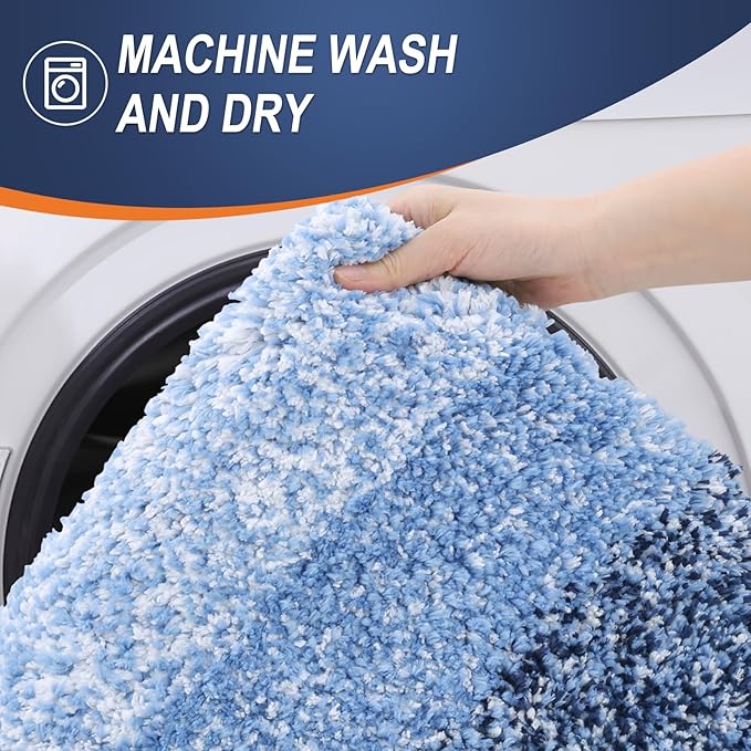 OLANLY Bathroom Runner Rugs 47x17, Extra Soft Absorbent Microfiber Bath Rugs, Rubber Backing, Quick Dry, Machine Washable Bath Mats for Bathroom Floor, Tub and Shower, Home Decor Accessories, Navy