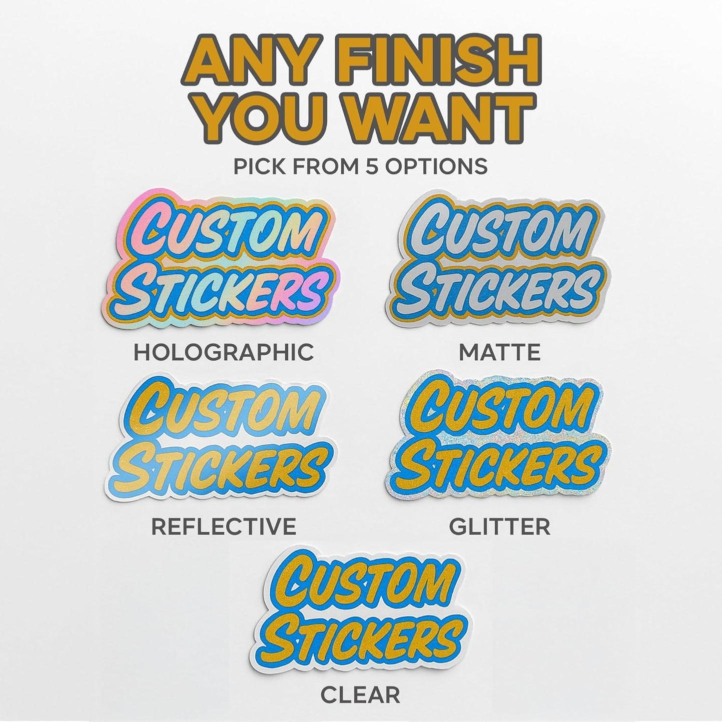 VulgrCo Custom Stickers, Set of 100 Individually Die Cut Personalized Stickers, Print Your Own Sticker, UV-Resistant Customized Sticker Labels for Jars, Laptops, Bottles & More