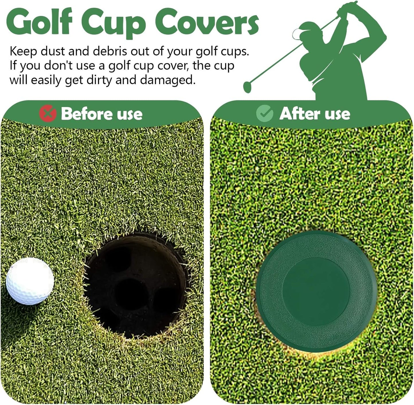 Golf Cup Cover, Universal Putting Green Hole Covers, Practice Training Aids Hole Lid Protector for Golf Course Yard Garden Backyard Game Ball Outdoor Activities