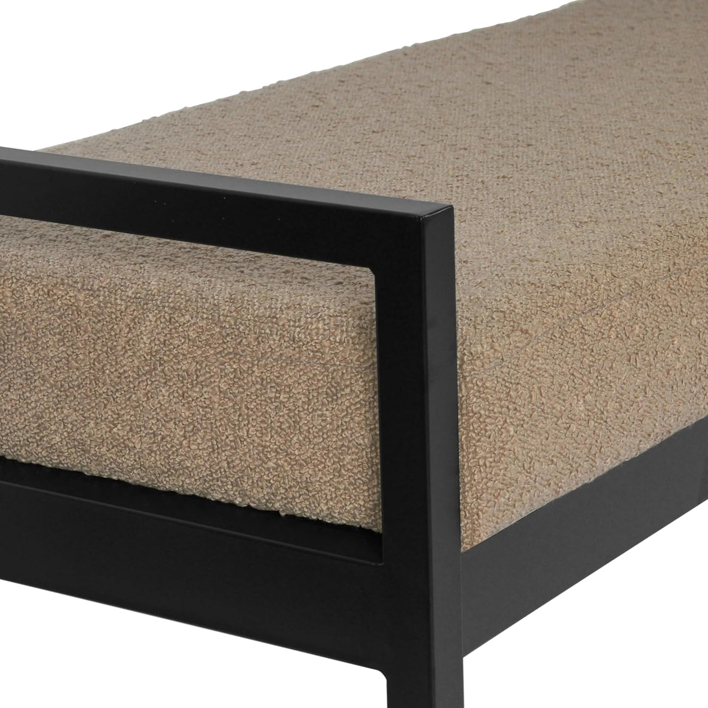 HomePop Modern Metal Bench|Bench for Living Room & Bedroom | Decorative Home Furniture - Brown Boucle
