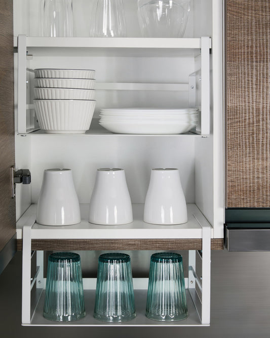 Nxconsu 2Pack Under Shelf Storage Basket Organizer Hanging Holder for Kitchen Cabinet Pantry Cupboard Desk Bookshelf Organization Space Saver Heavy Duty Slide-in Adjustable Mounting Clamp White Small
